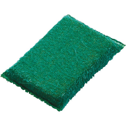Buretele abraziv Haug Bürsten KG, mic, PP, dur (130x85x30mm) este un burete verde, dreptunghiular, cu suprafață texturată, ideal pentru curățarea veselei și suprafețelor în bucătărie. Este livrat pe un card VK.