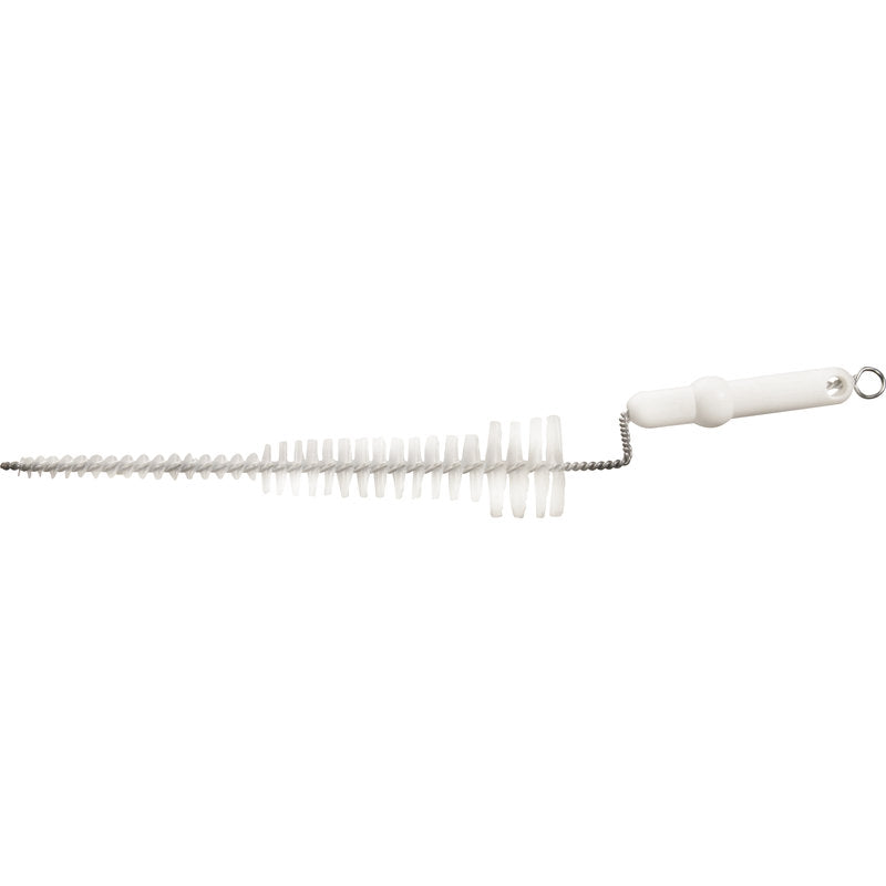 Peria pentru sfârcuri Haug Bürsten KG cu peri PBT (ø 0,35 mm) și mâner lung, răsucit din oțel inoxidabil (500xø10-56M) este ideală pentru curățarea recipientelor înguste sau a furtunurilor în producția de lapte.