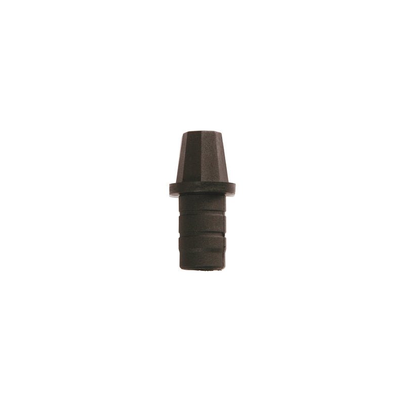 Conul PENTRU EXTERIOR ø 21MM + 22MM de la Haug Bürsten KG este un conector mic din plastic negru cu un hexagon în partea de sus și o parte inferioară nervurată pentru furtunuri, cu un racord de 21mm, ilustrat pe un fundal alb.