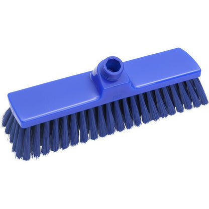 MĂTURA, NECURĂȚATĂ Ø 0,25MM MOALE 300X70X50MM de la Haug Bürsten KG în albastru are peri moi și o conexiune centrală pentru mâner. Mătura dreptunghiulară este prezentată pe fundal alb.