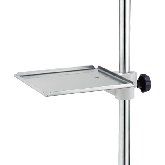 Placa de depozitare Novocal pentru suportul de perfuzie din oțel inoxidabil (315 x 275 mm) cu mânere oferă trei margini înălțate, buton reglabil și suport - ideală pentru depozitarea sigură a ustensilelor medicale. Ambalaj: 1 bucată.