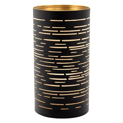 Papstar Suport de lumânare Securit® Ø 8 cm x 15 cm negru/auriu