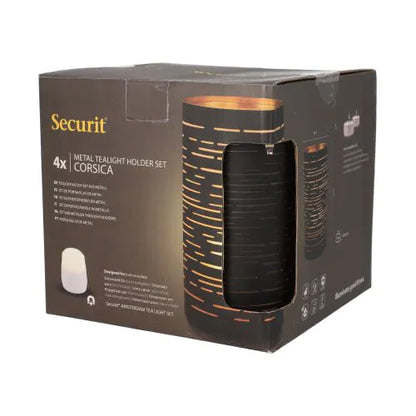 Papstar Suport de lumânare Securit® Ø 8 cm x 15 cm negru/auriu