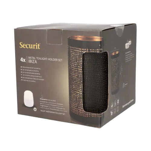 Papstar Suport de lumânare Securit® Ø 8 cm x 15 cm negru/auriu