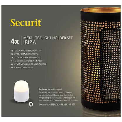 Papstar Suport de lumânare Securit® Ø 8 cm x 15 cm negru/auriu