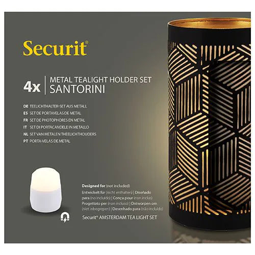 Papstar Suport de lumânare Securit® Ø 8 cm x 15 cm negru/auriu