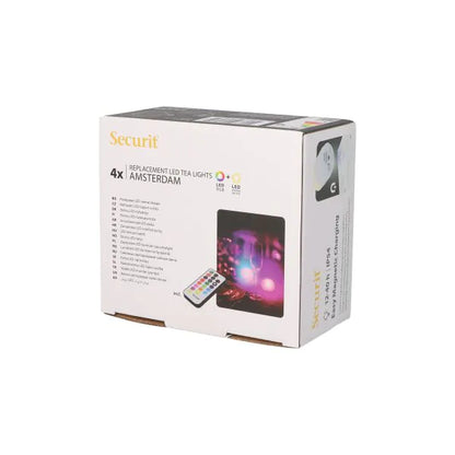 Papstar Pachet de reîncărcare Securit® cu 4 becuri LED Ø 4 cm x 5 cm „Amsterdam” timp de iluminare 12-40 ore