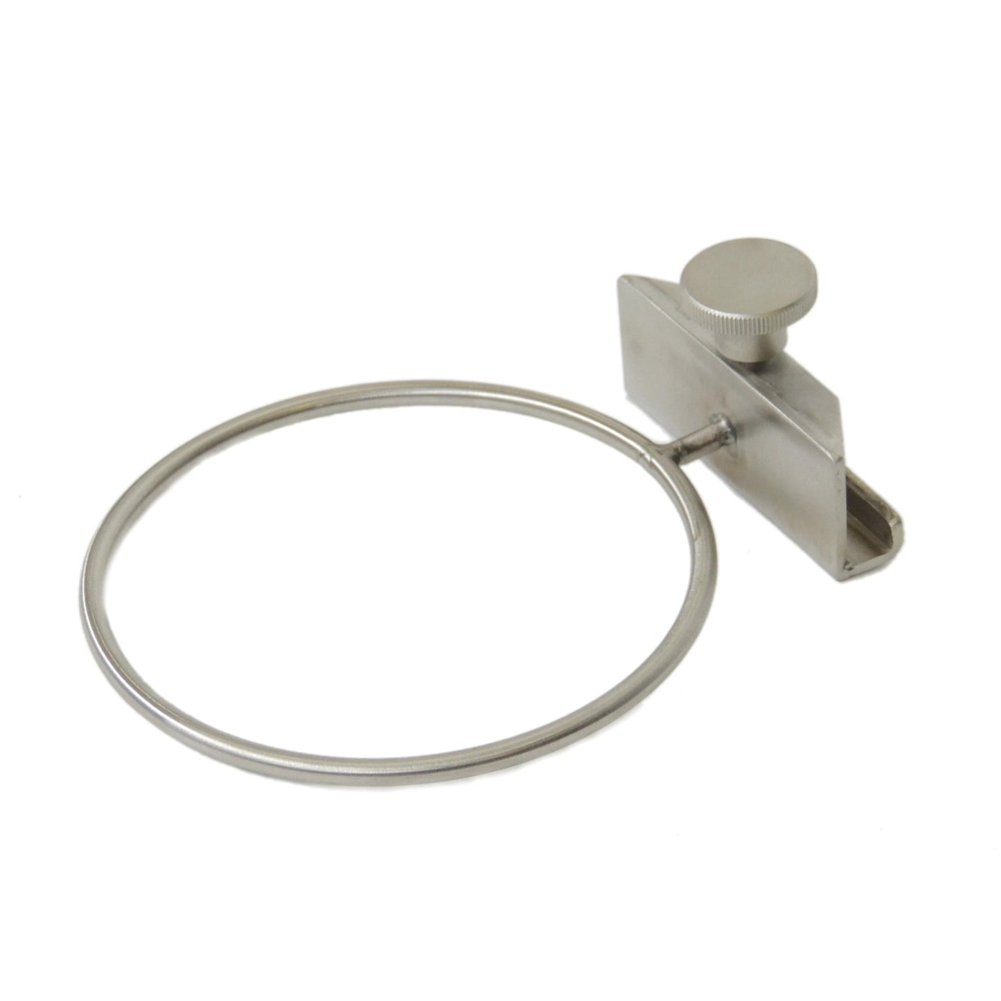 Suportul din oțel inoxidabil Novocal pentru containerele de eliminare a canulelor este un suport metalic cu clemă de șurub pentru fixarea sigură pe șina Euro, ideal pentru susținerea stabilă a containerelor sau a echipamentelor de lucru.