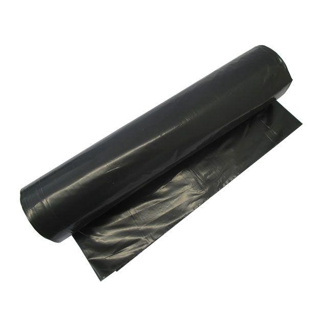 O rolă de saci de gunoi Abena Re-Seller GmbH de 70 L (575x1000 mm, 32 my LDPE) pentru eliminarea deșeurilor, cu un sac negru parțial desfășurat și așezat plat.
