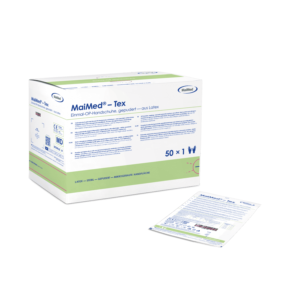 Mănuși chirurgicale MaiMed-Tex sterile, ușor pudrate din latex 50 perechi/cutie