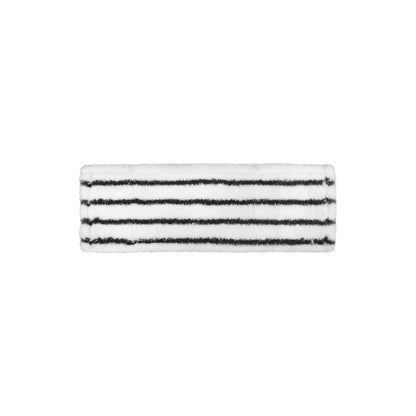Arcora EXCELLENT HARD MOPP GRAU-WEISS de la Arcora International GmbH este un pad de mop dreptunghiular în gri-alb cu cinci dungi negre - ideal pentru curățarea eficientă a podelelor dure. Afișat pe un fundal alb.
