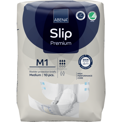 ABENA Slip Premium von Abena Re-Seller GmbH, mittlere Größe, 10er-Packung. Entwickelt für die Inkontinenzversorgung mit einem Hochleistungskern und fortschrittlichem Hautschutz, wie auf der Verpackung angegeben.