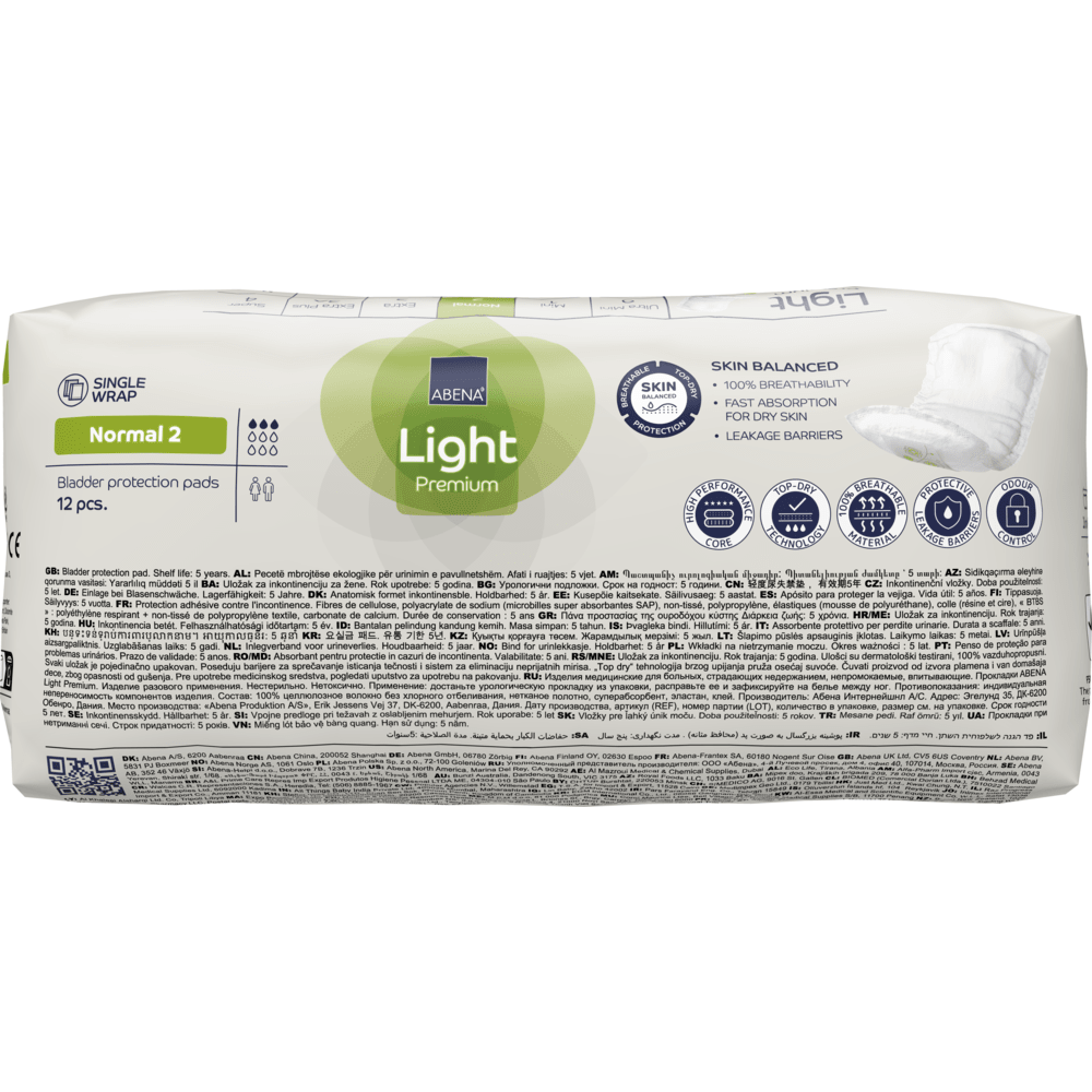 Un pachet ABENA Light Normal 2, Premium de la Abena Re-Seller GmbH (12 bucăți) oferă protecție împotriva incontinenței de nivelul 2 cu capacitate de absorbție, echilibru al pielii, absorbție rapidă și bariere de lichid pentru protecție eficientă.