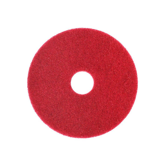 Un disc roșu de curățare Arcora SUPERPAD ROT, produs de Arcora International GmbH, cu o gaură centrală pentru curățarea eficientă a pardoselii, prezentat pe un fundal alb.