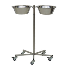 Der Novocal Schalenständer (700 x 600 x 800 mm) aus Edelstahl bietet zwei runde Schalen und steht auf einer stabilen Basis mit fünf Leichtlauflenkrollen - perfekt für Gastronomie und maximale Mobilität.