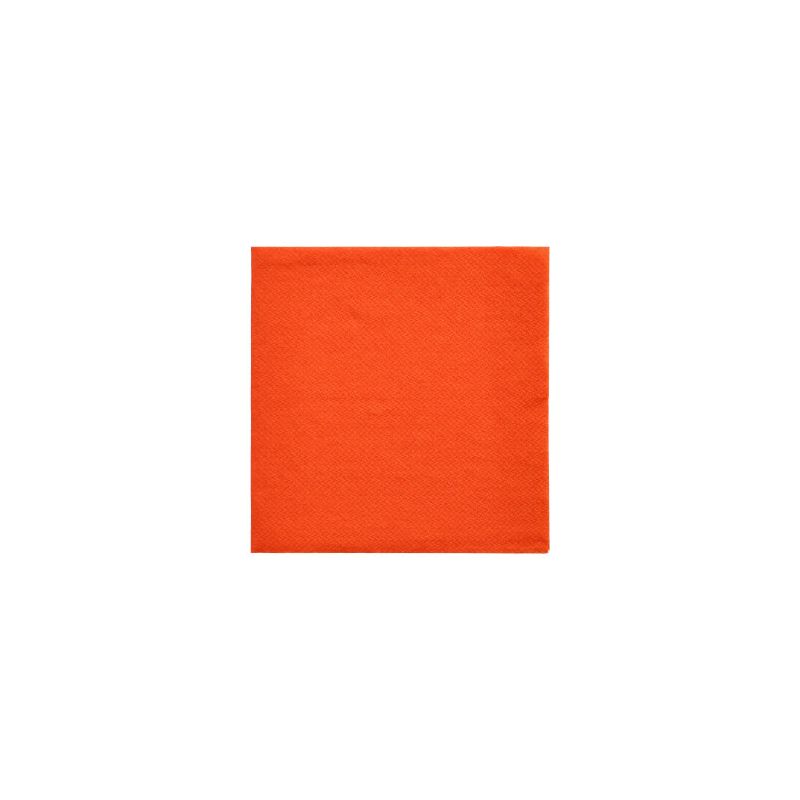 Șervețelele PAPSTAR „DAILY Collection“ 1/4-fold, în dimensiunea 24 cm x 24 cm în portocaliu, ideale pentru decor de masă durabil, sunt plasate central pe un fundal alb.