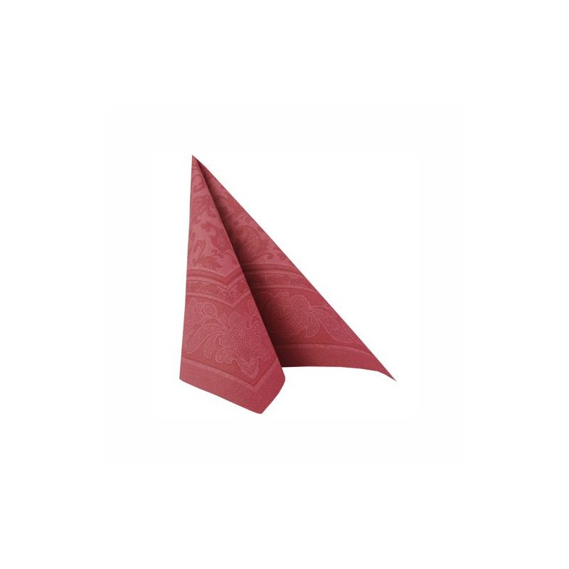 Acest șervețel de la PAPSTAR GmbH "ROYAL Collection" cu dimensiunile 40 cm x 40 cm este elegant pliat într-o formă triunghiulară cu 1/4-pliuri și decorat cu modele decorative. Este ideal pentru a îmbunătăți decorul oricărei mese și creează echilibrul perfect între simplitate și rafinament pe un fundal alb simplu.