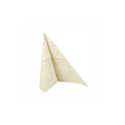 Servetelele PAPSTAR GmbH 20 "ROYAL Collection" 1/4-pliuri (40 x 40 cm) în crem, cu un design elegant de margine, sunt perfecte pentru decorul mesei sofisticate și pentru decorul mesei stilate.