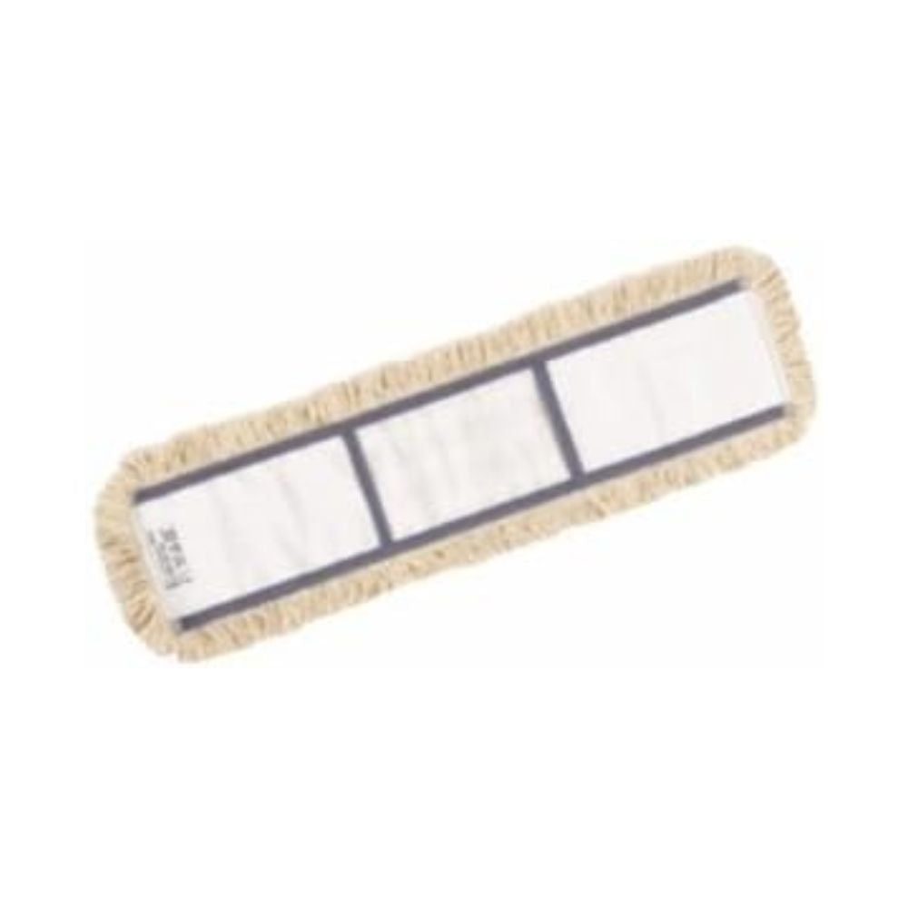 Mopul de praf Vileda Professional Classic – 60 cm de la Vileda GmbH are un cap de mop dreptunghiular alb cu franjuri bej și trei dungi negre transversale, ideal pentru curățarea eficientă în rutina dumneavoastră de șters praful.