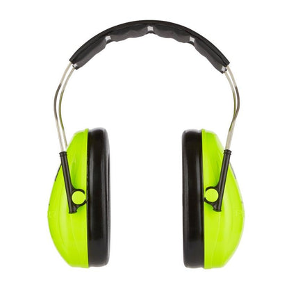 Protecția auditivă 3M™ PELTOR™ pentru copii de la 3M Deutschland GmbH este o protecție auditivă verde deschis și negru cu o bandă de cap din metal și plastic, ilustrată pe un fundal alb.