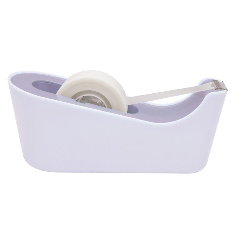 Suportul de bandă adezivă mov Scotch™ C18 de la 3M Deutschland GmbH ține o rolă de bandă adezivă invizibilă Scotch® Magic™ (19 mm x 33 m, 6 role/pachet) și asigură lipirea curată și invizibilă cu marginea de tăiere din metal.