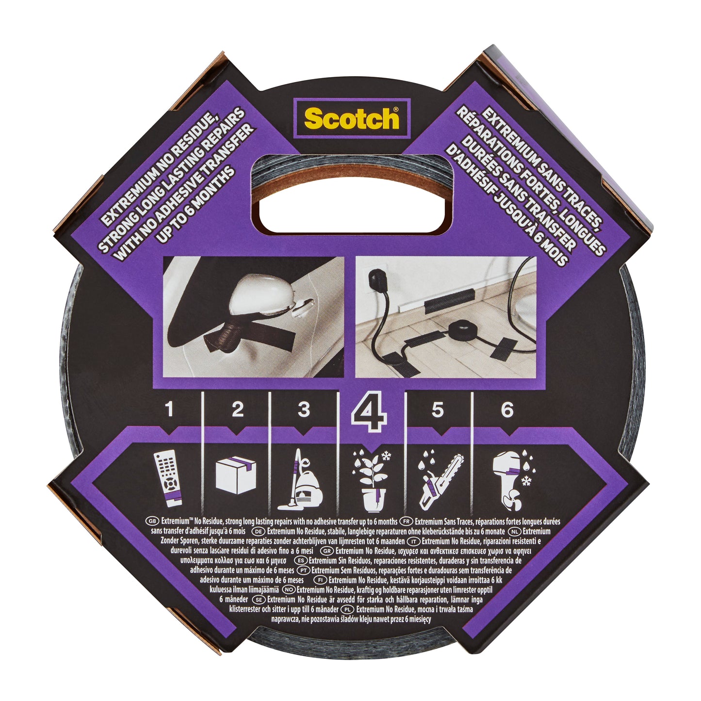 Eine Packung Scotch® Extremium™ No Residue Hochleistungs-Gewebeklebeband (18,2 m x 48 mm) von 3M Deutschland GmbH, das sich durch hohe Festigkeit, Rückstandsfreiheit und lange Haltbarkeit auszeichnet. Enthält 1 Rolle pro Packung.