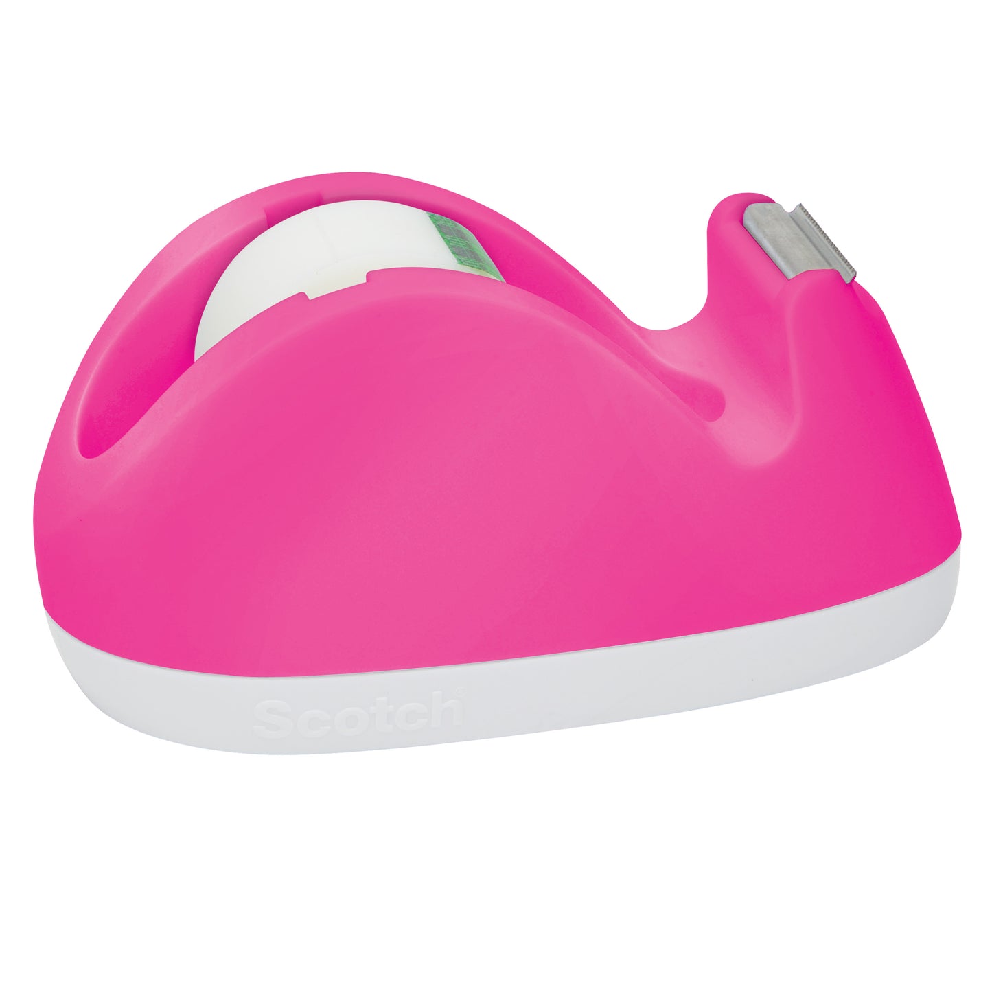 Dispenserul de bandă adezivă Scotch™ C29 de la 3M Deutschland GmbH în roz susține o bandă adezivă invizibilă Scotch® Magic™ de 19 mm × 8,89 m și are o tăiere metalică, precum și un design ergonomic curbat pentru o utilizare ușoară.