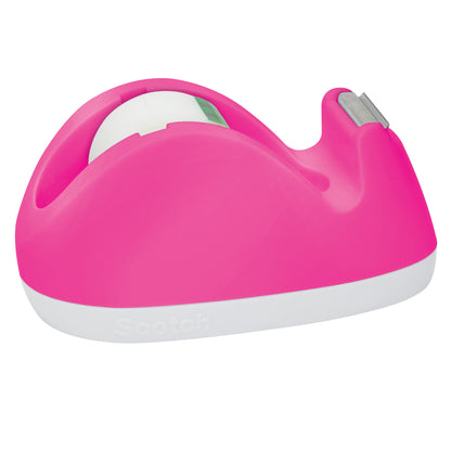 Dispenserul de bandă adezivă Scotch™ C29 de la 3M Deutschland GmbH în roz susține o bandă adezivă invizibilă Scotch® Magic™ de 19 mm × 8,89 m și are o tăiere metalică, precum și un design ergonomic curbat pentru o utilizare ușoară.