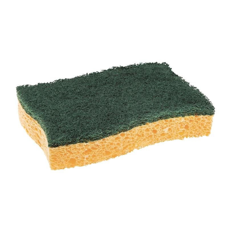 Buretele de curățare Scotch-Brite® Classic de la 3M Deutschland GmbH este un burete galben dreptunghiular cu un burete abraziv verde, prezentat izolat pe un fundal alb.