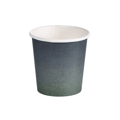 Paharul de cafea Duni Urban PAP/PLA de la Duni GmbH este un pahar mic de unică folosință cu un gradient de culoare de la albastru închis în partea de sus la verde închis în partea de jos. Are o formă cilindrică netedă și un interior alb.
