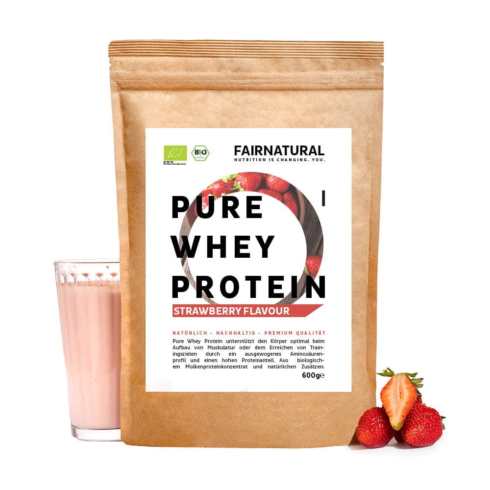 Proteine organică din zer pudră căpșuni